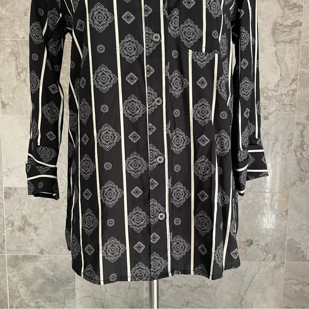 Cruel Girl Contrast Print 3/4 Sleeve Western Shirt - Picture 3 of 7